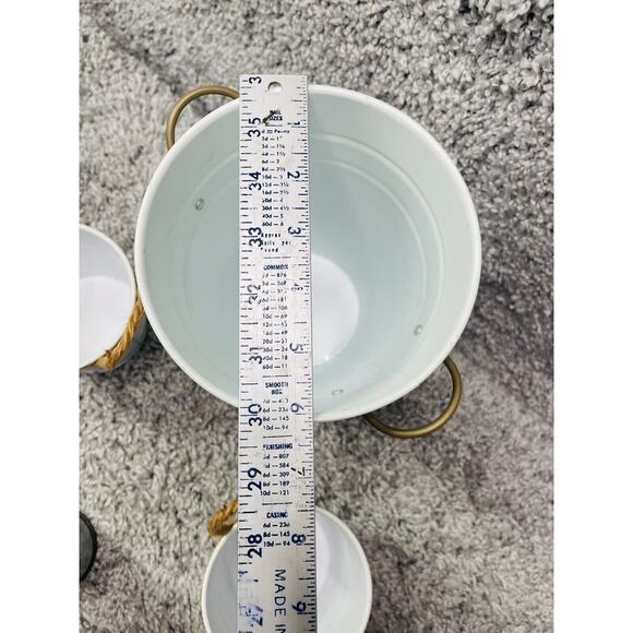 White Metal Bucket Container Round Farmhouse Bundle Of 4 Size Varies Home Decor - Picture 9 of 11